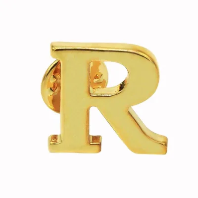 Wholesale High Quality Personalized Accessories Brass 18k Gold Plated A-Z 26 English Letter Brooches for Men