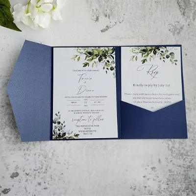 Custom Wedding Invitation Card Pocket With Envelop Fit for 5"X7"