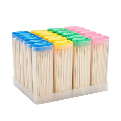 Wholesale Lighter Toothpick case Double Pointed Bamboo Toothpick Disposable Fruit Stick Household Bamboo Fine Toothpick