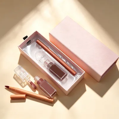 Private Label Peptide Lipgloss and Lip Liner Pencil Kit Box Private Label Liquid Lip Contour Stain Natural Lip Gloss Lip Combo