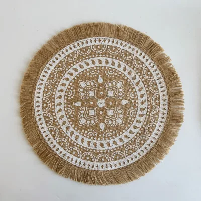 Best Selling Bohemian Farmhouse Style 100% Jute Eco-Friendly Woven Round Table Mat & Placemats-Versatile Mats & Pads