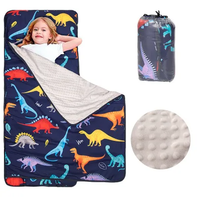 Cotton Toddler Nap Mat Kids Sleeping Bag With Floral Print for Daycare Preschool Travel Camping