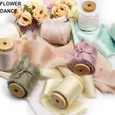 Craft 1.5 Inches Raw Edge Silk Like Ribbon pink Chiffon Ribbon for Gift Wrapping