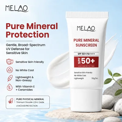 No White Cast Mineral Sunscreen SPF 50 Zinc Oxide Titanium Dioxide Ceramide Vitamin E Soothing Barrier Repair OEM Private Label
