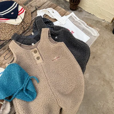 Factory Customized Children's Autumn/Winter Kids Korean Lamb Wool and Cashmere Suspenders for Girls and Boys