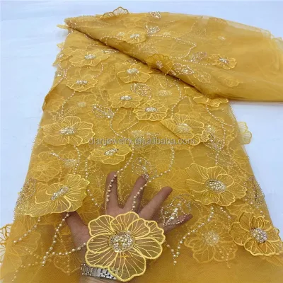 High Quality Sequins Mesh Embroidered Luxury Heavy Beaded Lace Fabric for Evening Dresses
