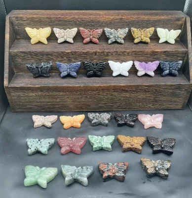 Crystal Tumble Stones Butterfly Figurines Natural Crystal Stone Reiki Energy Gemstone Cluster Feng Shui Home Decoration