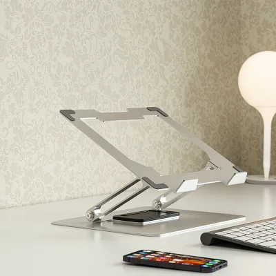 360 Swivel  Laptop Stand Ergonomic Adjustable Foldable Notebook Riser for Presentation Meeting Collaboration Work