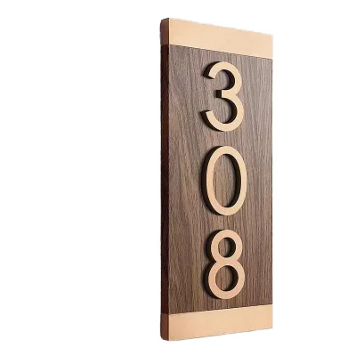 Modern Wooden Door Numbers Plaque for Villa Apartment Hotel Use-Water Resistant
