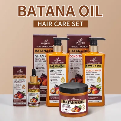 OEM ODM Private Label Hanfei Pure Batana Cream Hair Care Set Nourishing Hair Growth Shampoo Conditioner Concentrated Cream
