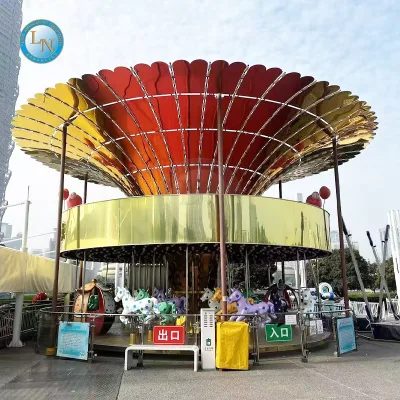 High Quality Outdoor Carousel Ride With Full LED Lighting and Cartoon Ornaments for Carnival