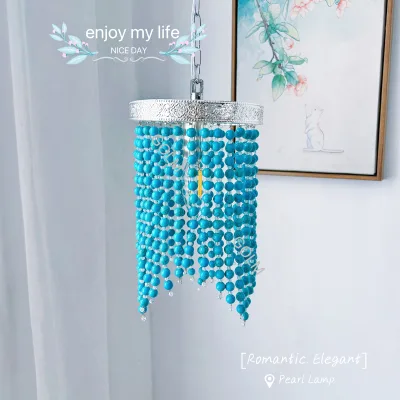 Nordic Retro Turquoise Tassel Led Hanging Light Bohemian Vintage AC110V 220V E14 Silver Plated Pendant Lamp for Bedroom