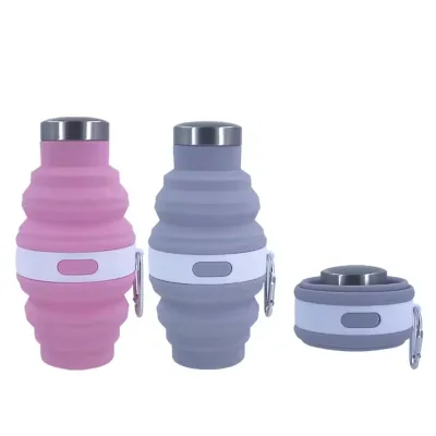 High Quality Wholesale Factory Reusable Silicone Foldable Water Bottle Soft Sports Travel Hiking Portable Drinking Utensils