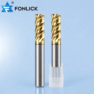 4-Flute Tungsten Steel End Mill Titanium Alloy Golden Nano Coating Alloy CNC High-Efficiency Dynamic End Mill High Precision