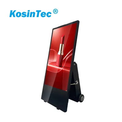 43 Inch Outdoor Digital Advertising Screens Battery Powered 4k Aluminum Digital Signage Touchscreen Totem Movable Kiosk Display
