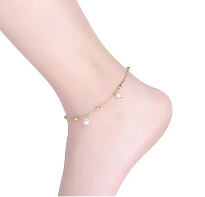 Beach Anklet 925 Sterling Silver Adjustable Pearl Foot Chain Bracelet Jewelry