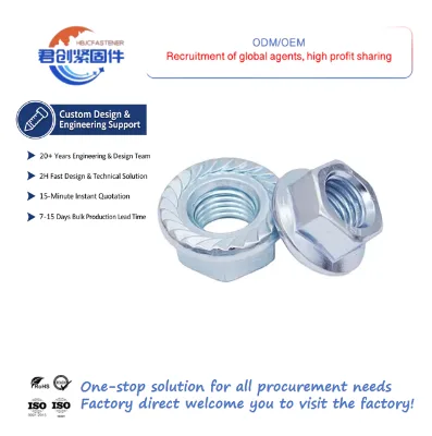 Flange Nut Grade 4.8/8.8/10.9 Zinc-plated High-strength Non-slip with Washer Hexagonal Lock Nut Metric M3-M20
