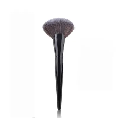 Big Fluffy Thick Facial Fan Brush Highlight Synthetic Black Fan Makeup Brushes Private Label Supplies Design Artist Paint