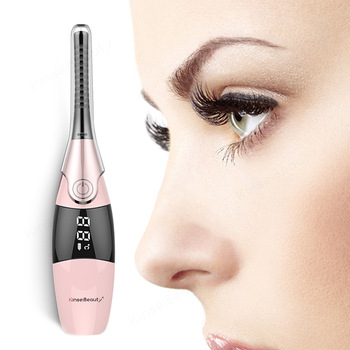 USB Rechargeable Electric Heated Long Lasting Ceramic Inner LCD Heated Eyelash Curler