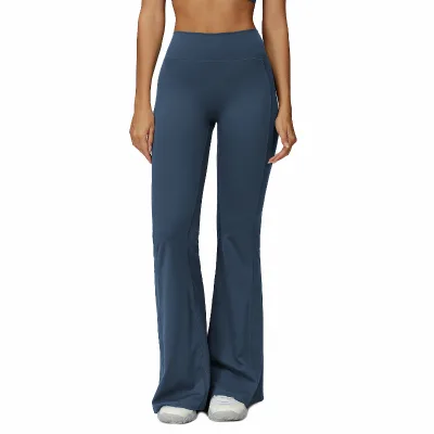 Yoga Bell-Bottom Pants High-Waisted Pleated Slightly Flared Slimming Trousers Running Sports Bell-Bottom Pants