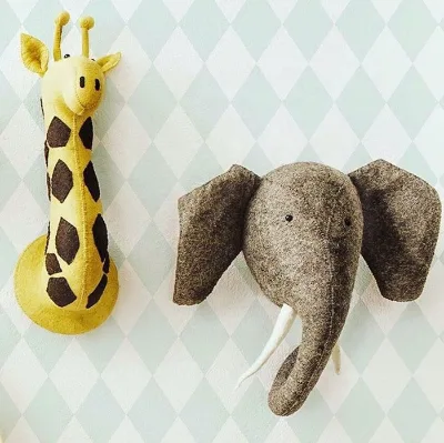 In Stocks Home Wall Decoration Ornament Wool Felt Animal Head Clothing Store Children's Room Background Nordic Style