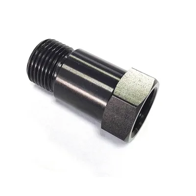 43mm M18*1.5 Bung, Oxygen Sensor Lambda Converter Extender, Small Hole Check Engine Light CEL, Steel Black Plating, Universal