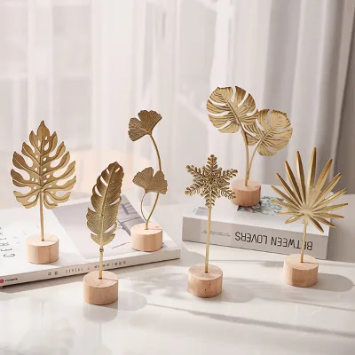Ginkgo Leaf Decoration Wooden Ornaments Miniature Figurines Office Desktop Crafts Home Decor Wedding Gifts Home Accessories