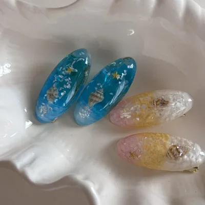 DOWELL Girls Hair Accessories Ocean Style Blue Resin Hair Clips Conch Shell Hairpins All Attributes Input Made Durable Plastic