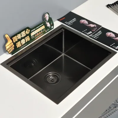 Factory Wholesale 304 Stainless Steel Kitchen Sink Black Handmade Undermount 23x19in Sinks for the Kitchen