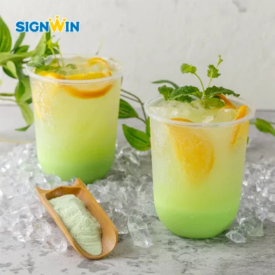 SIGNWIN-2 in 1 Honeydew Flavored Powder for Adults Customizable OEM ODM Label for Bubble Tea and Milk Tea Packaged in Bag