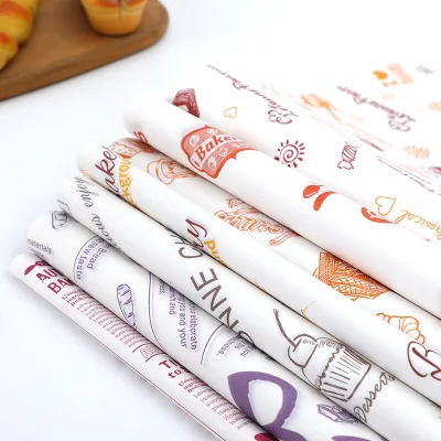 Custom Logo Printed Bio-Degradable 40gsm Greaseproof Wax Paper Oil-Proof Tissue Packaging Hamburger Wrapping Sandwich Food