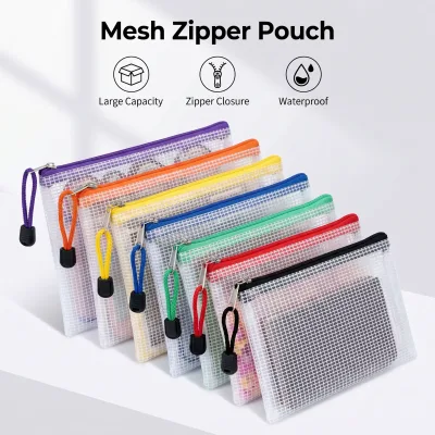 Factory Wholesale Letter Size PP Rope Hook Zipper Closure Document Pouch Translucent Waterproof A4 Zipper File Folders