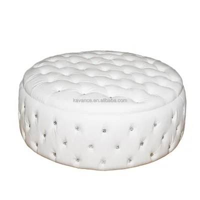 Furniture Salon Waiting Area Round White Sofa for Salon with Diamond