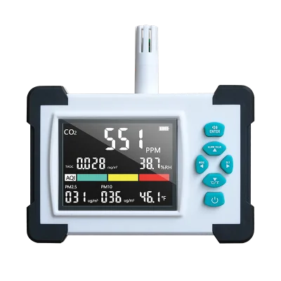 7-in-1 CO2 Meter Tester Carbon Dioxide Detector Air Quality Monitor TVOC,PM,HCHO,TEM,HUM