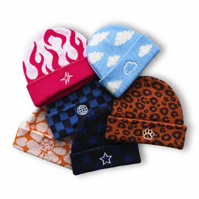 Customize Winter Thermal Warm Jacquard logo Graphic Beanies Custom Rhinestone Print Design Wrokmanship Hip Hop Designer Beanies