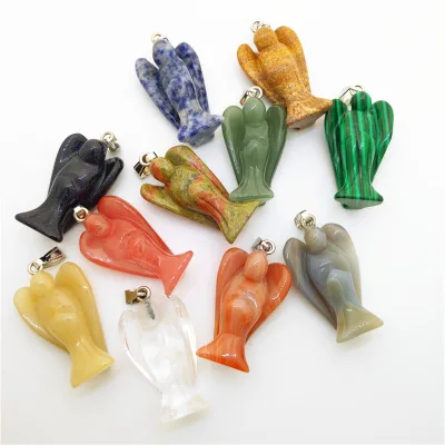 Natural Quartz Crystal Stone Angel Pendants Gemstone Crystal Angel Necklace