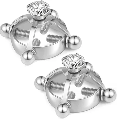 Diamond Stainless Steel Nipple Ring mens Nipple Rings Non Piercing