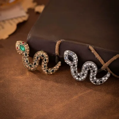 Brooch,Vintage Emerald Men Diamond Rhinestone Retro Snake Brooch