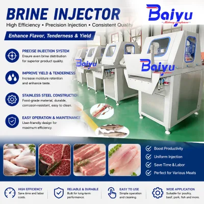 Automatic Seafood Fish Meat Injector Machine for Ready Meal Factory and Central Kitchen Processing PLC Control