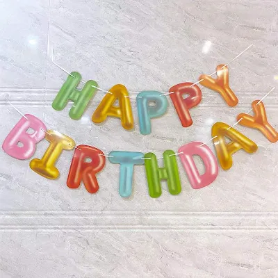 Glittering Happy Birthday Bunting Letters Foil Banners rainbow Candy Color Garland Kids Birthday Party Backdrop Decoration Favor