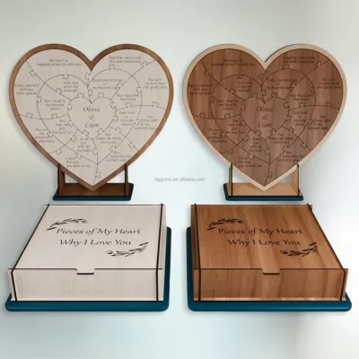 Customized Wooden Heart-shaped MDF Puzzle Wooden Gift Box for Valentine's Day Mother's Day Birthday