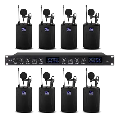 Professional DF208 UHF 8 Channels Lapel Mic Wireless Lavalier Microphone for Teaching Conference