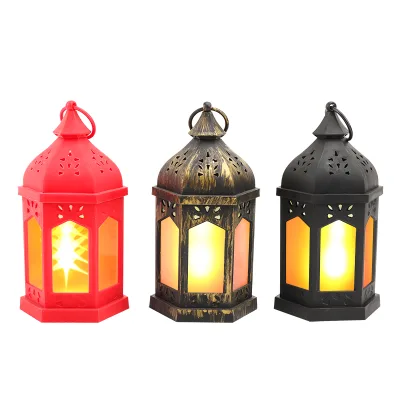 Morocco Plastic LED Decoration Lantern Flickering LED Candles Realistic Vintage LED Flame Lantern