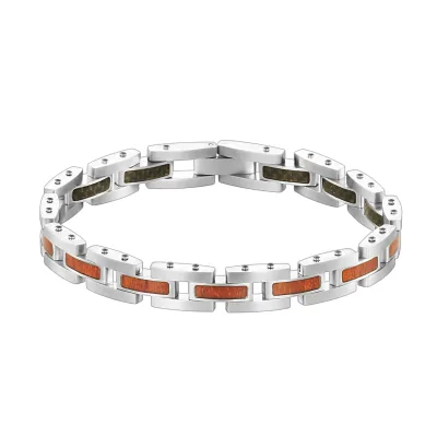 2023 Latest Jewelry Nickel-Free Customized Your Own Logo Stainless Steel and Wooden Bracelets