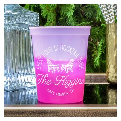 Hot Sales Personalized Color Changing Plastic Stadium Cups Fluted 12oz 16oz 20oz 22oz Custom Shot Small Cup