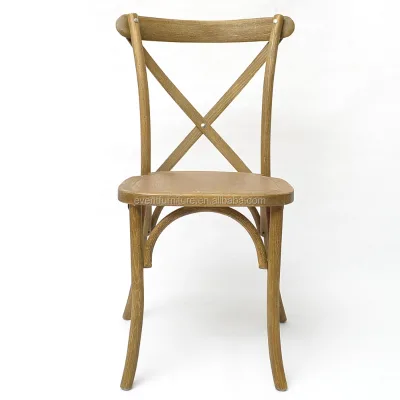 Popular nice white dining stacking wedding cross back chair with soft cushion