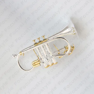 Professional Soprano Cornet Eb Soprano Horn with Silver Gold Plated Brass Body Cupronickel Slides EB Triggers Hard Case on Sale