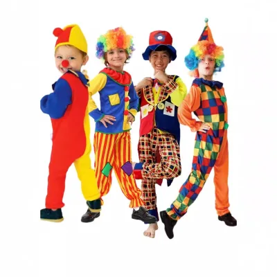 Halloween Children's Clown Costume for Children's Day Stage Performance Masquerade Party & Circus Attire-Unisex Polyester