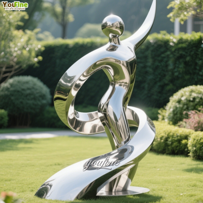 Garden Abstract Stainless Steel Ribbon Figure Sculpture