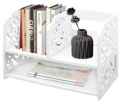 Cosmetic Home Office 3 Tier Small Desk Shelf Mini Cute Office Desk White Wooden Desktop Organizer Wood Bookshelf Storage